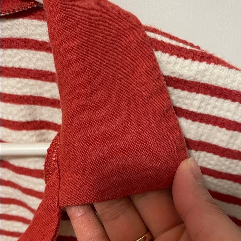 Madewell Red and White Striped Collared Crop Top M - Picture 3 of 6